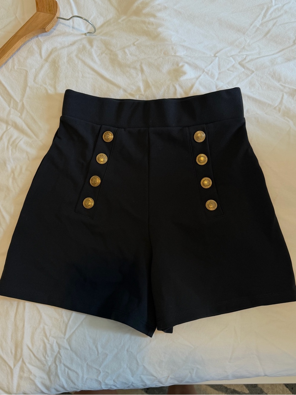 H&M Black High-Waist Shorts with Gold Buttons
